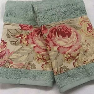 Waverly fabric on sage hand towels